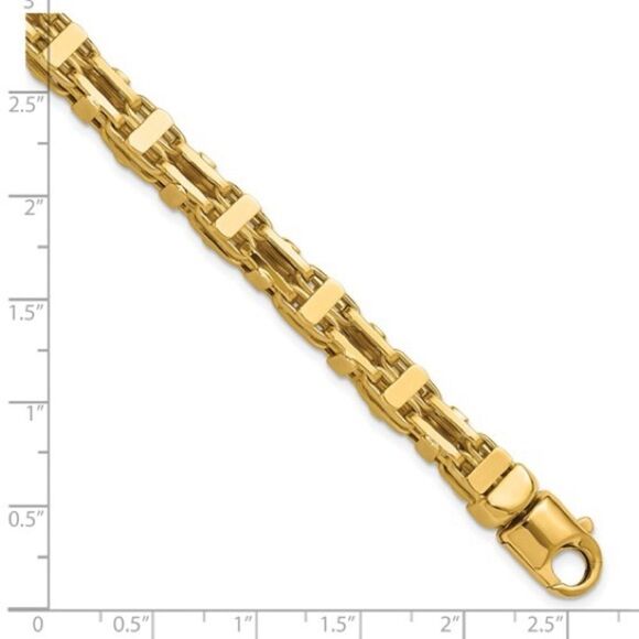 14K Polished Fancy Link Men's Bracelet: A Blend of Luxury and Durability - Picture 5 of 5